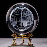 Globe décoratif en verre base or en crystal.