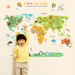 Sticker carte du monde coloré enfant.