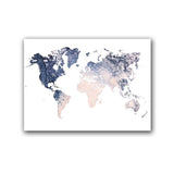 Carte du monde couleur en dégradé bleu et rose.