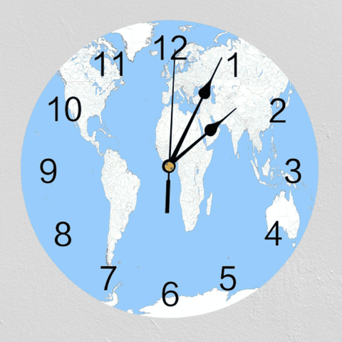 Horloge planisphère bleue.