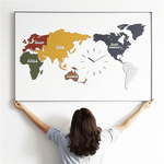 Horloge murale carte du monde design.