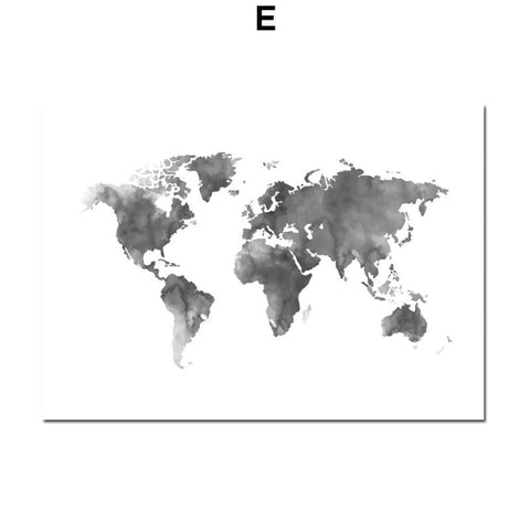 Carte du monde noir et blanc abstrait fumée.