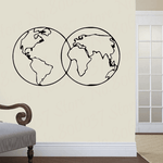Sticker carte du monde voyage noir.