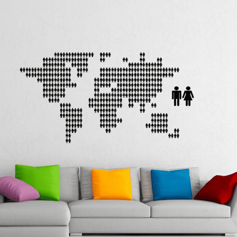 Sticker carte du monde homme.