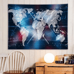 Carte du monde sur toile bleue.