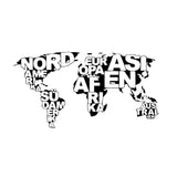 Carte du monde sticker mural nom des pays noir.