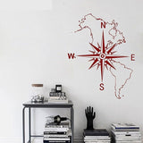 Carte du monde sticker mural rouge.