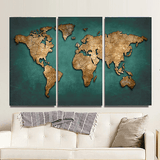 Tableau carte du monde déco vert.