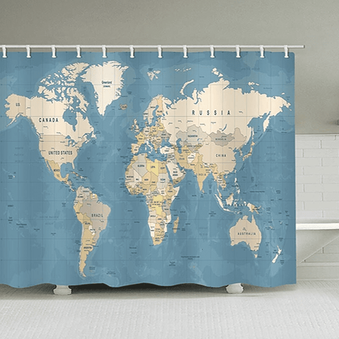 Rideau de douche carte du monde.