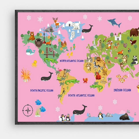 Carte du monde enfant déco lilou.
