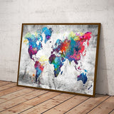 Carte du monde tableau multicolores.