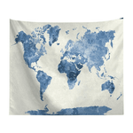 Toile murale carte du monde couleur bleue.