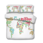 Housse de couette carte du monde multicolore.