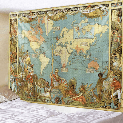 Carte du monde sur toile vintage.