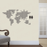 Sticker carte du monde bonhomme.