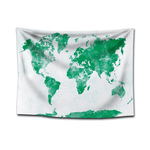 Toile carte du monde couleur vert.