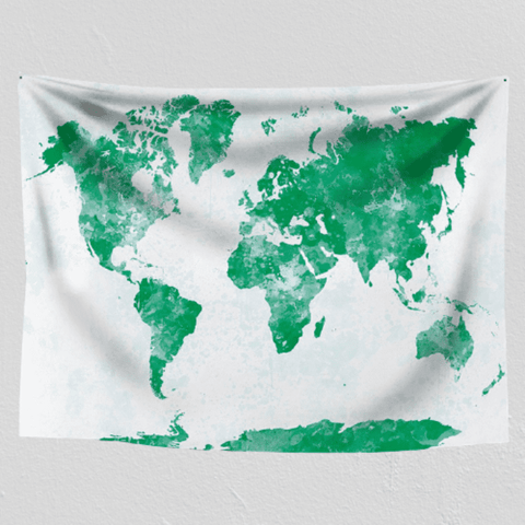 Toile carte du monde verte.