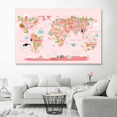 Carte du monde enfant rosy.