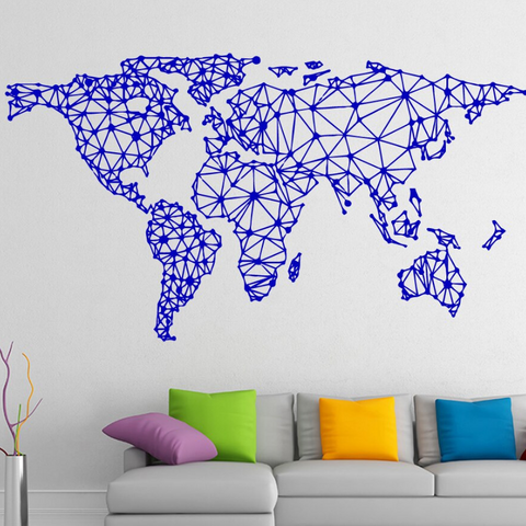Sticker carte du monde xxl bleu.
