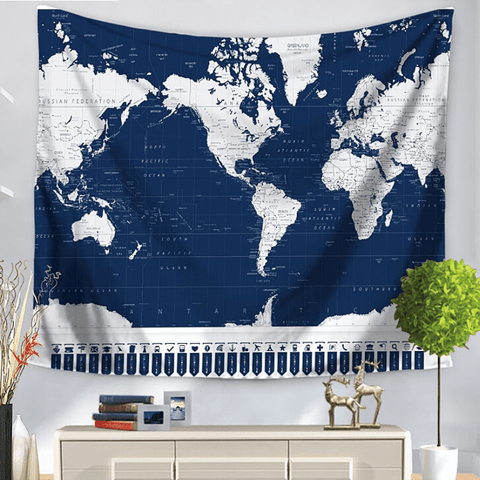 Carte du monde sur toile colorée.