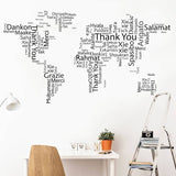 Carte du monde sticker mural merci.