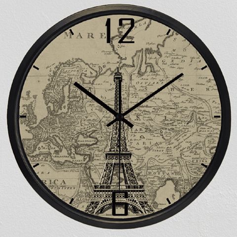 Horloge map monde paris.