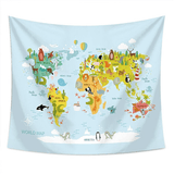 Toile carte du monde enfant décoration.