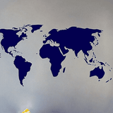 Sticker carte du monde coloré bleu.