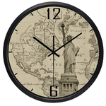 Horloge map monde statue de la liberté.