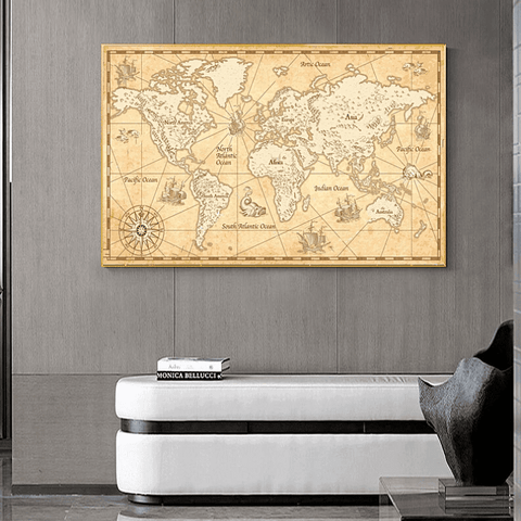 Carte du monde vintage décoratif brigitte.
