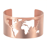 Bracelet carte du monde manchette rose.