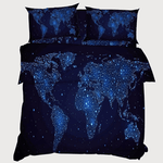 Housse de couette carte du monde étoiles bleues.