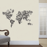 Sticker carte du monde original en noir.