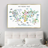 Carte du monde enfant animaux roméo.