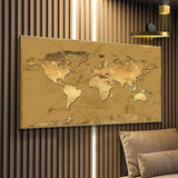 Tableau carte du monde or.