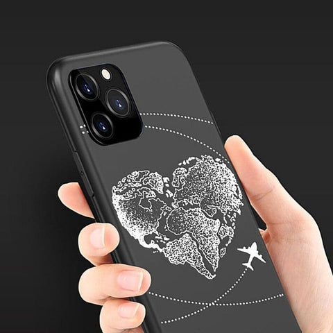 Coque d 'iPhone avec motif de carte du monde.