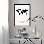 Carte du monde noir et blanc stockholm voyage.