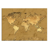 Tableau carte du monde couleur or.
