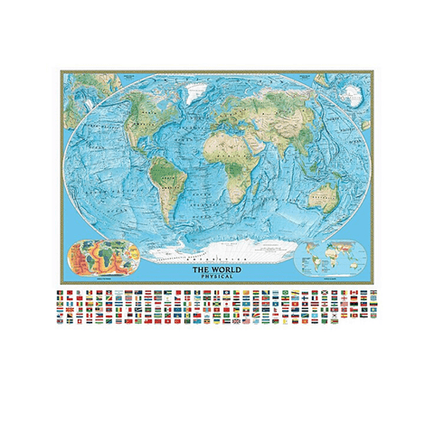 Mappemonde poster avec drapeaux du monde.