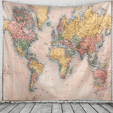 Toile carte du monde couleur déco.