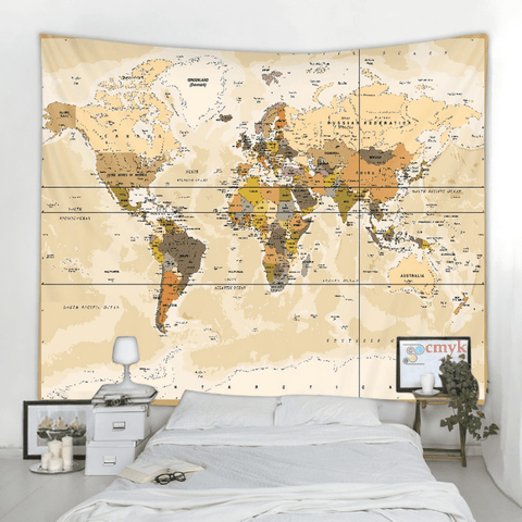 Toile carte du monde style rétro.