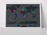 Carte du Monde à Gratter Noire Avec Marqueur Petit Format