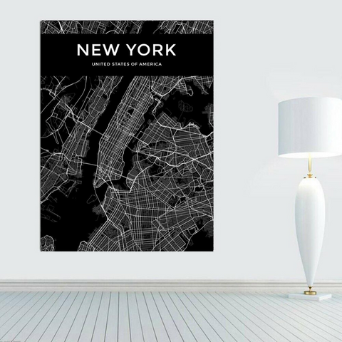 Carte du Monde Déco Noire New York