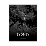 Carte Du Monde Déco Sydney Noire
