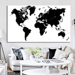 carte du monde décoration noire et blanche