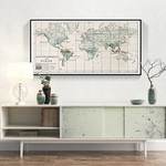 Carte du monde déco vintage Salon