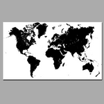 carte du monde décoration noire et blanc