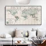Carte du monde déco vintage 