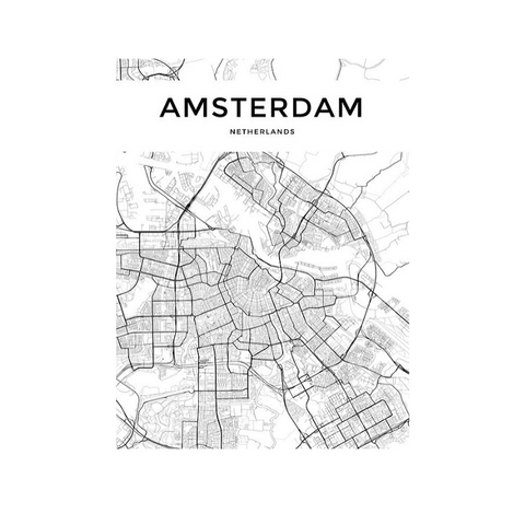 Carte Du Monde Déco Amsterdam Blanche