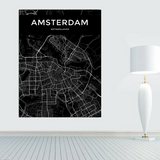 Carte Du Monde Déco Amsterdam Noire